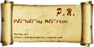 Páhány Márton névjegykártya