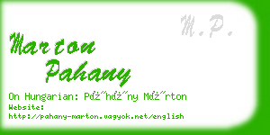 marton pahany business card